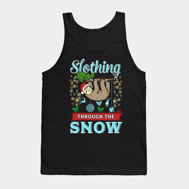 Cute Slothing Through the Snow Christmas Sloth Tank Top by theperfectpresents